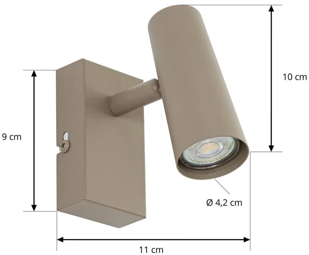 Lindby Wandlamp Metaal H11cm GU10 - Koffiebruin