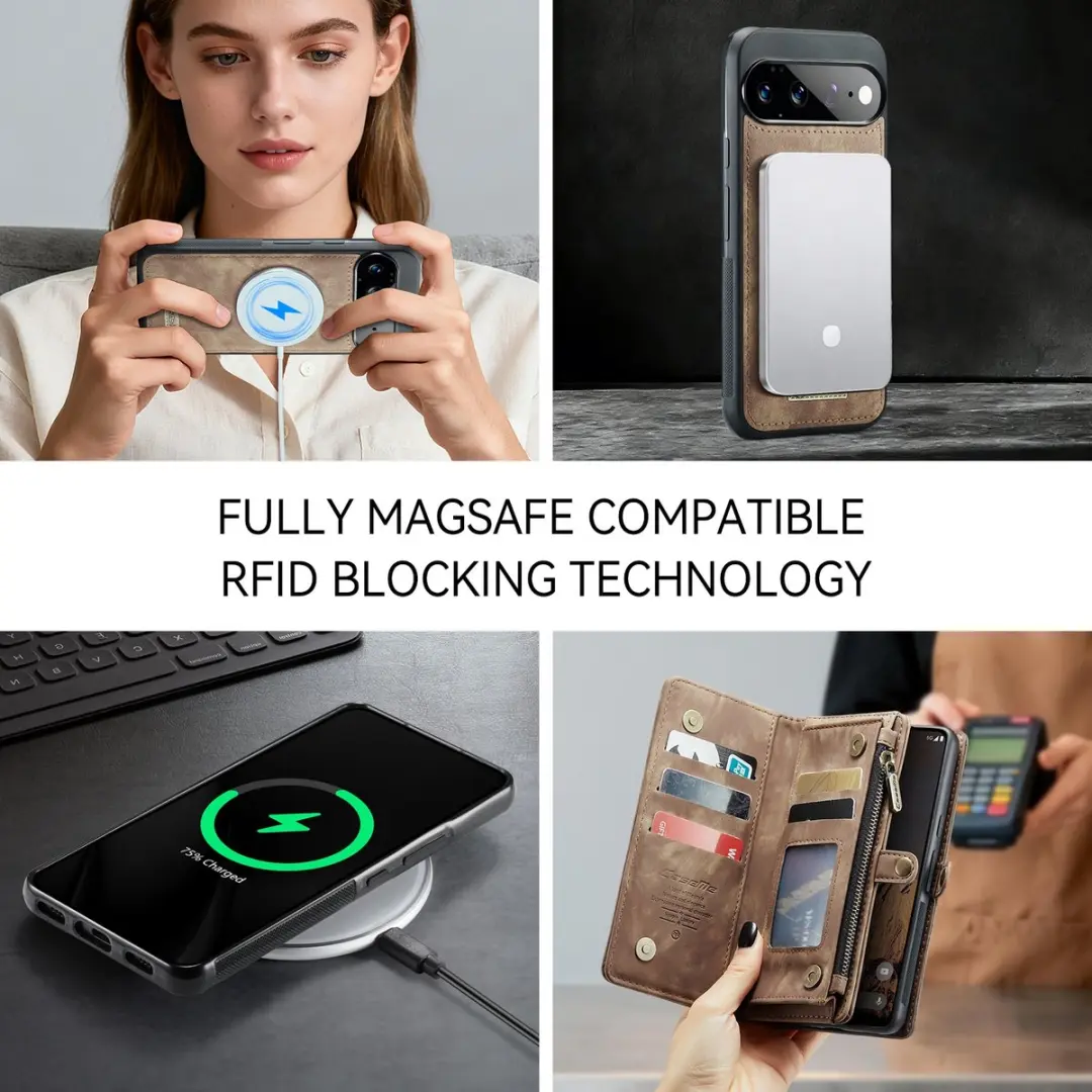 Caseme 008 Hoesje Google Pixel 11 Pro XL - 2-in-1 Book Case - 8 Pasjes - Bruin