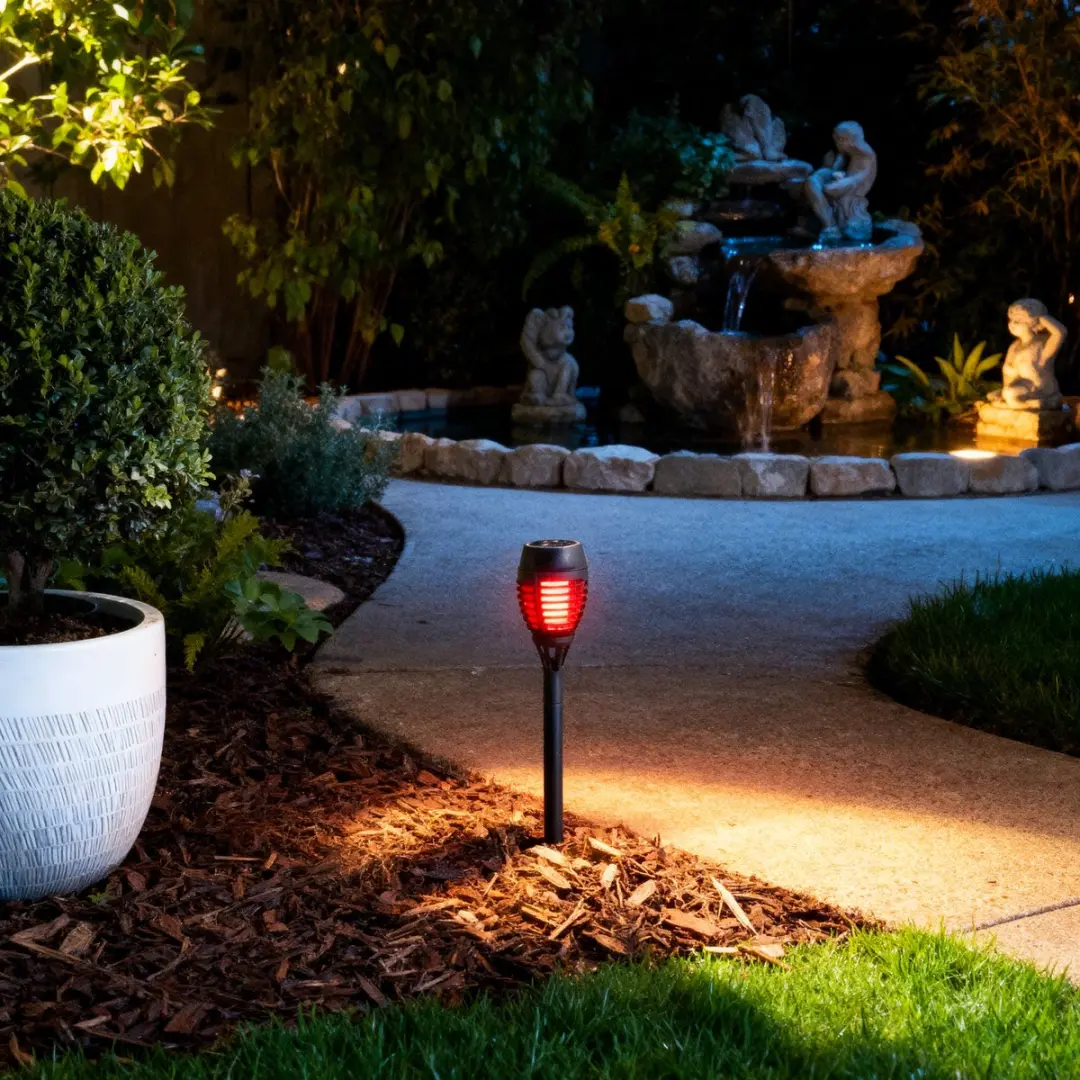 Grundig Solar LED Vlamlamp 12cm - Zwart