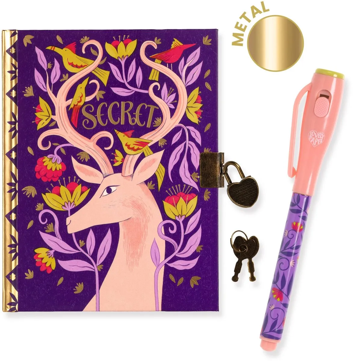 Djeco Dagboek A5 met Magic Pen en Slot - Multicolore