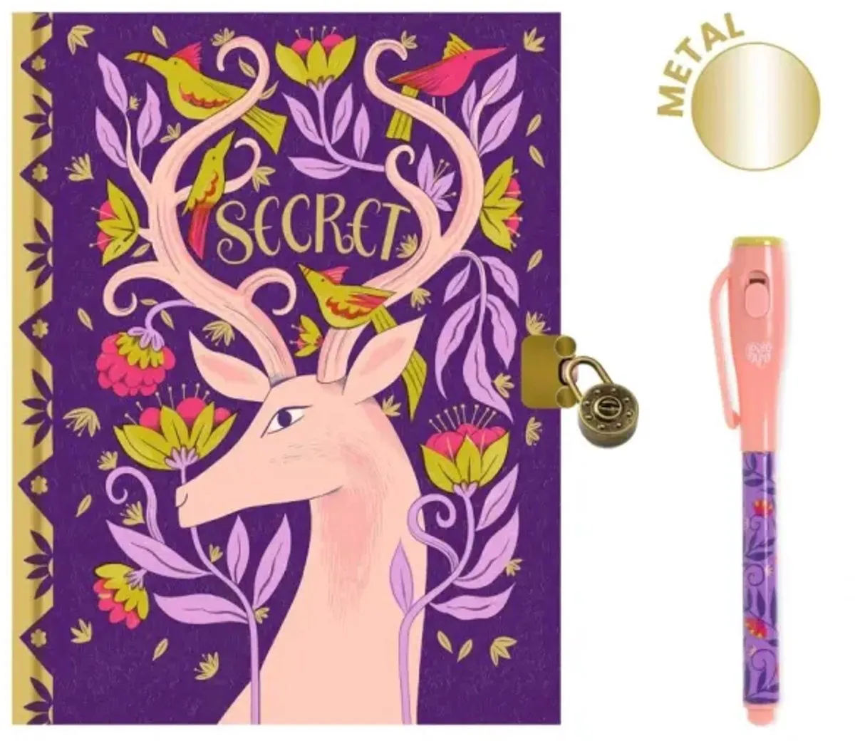 Djeco Dagboek A5 met Magic Pen en Slot - Multicolore
