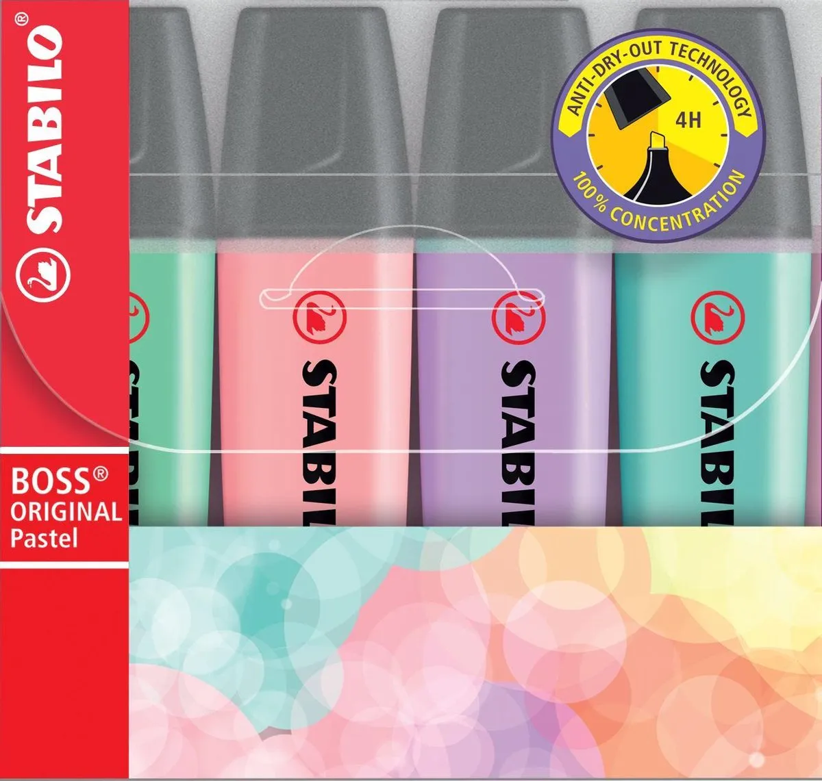 STABILO Boss Original Pastel Markerstift - 4 Stuks - Mint/Turquoise/Rozé/Lila