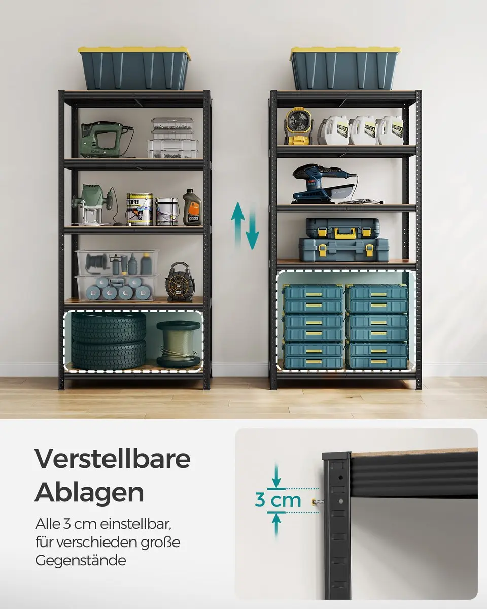 Songmics Vrijstaande Plank Vintage Bruin-Zwart - afbeelding 4 van 6