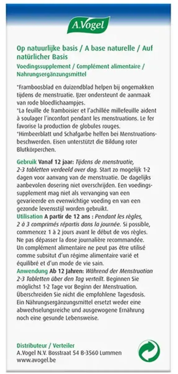 A.Vogel Menstruatie Tabletten - 30 Stuks