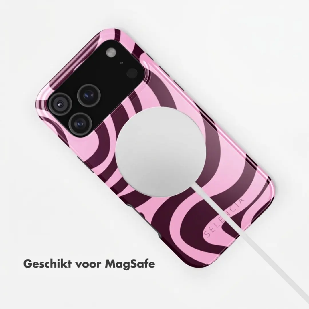 Selencia iPhone 17 Pro Hoesje - MagSafe Wavy Swirl Pink Plum