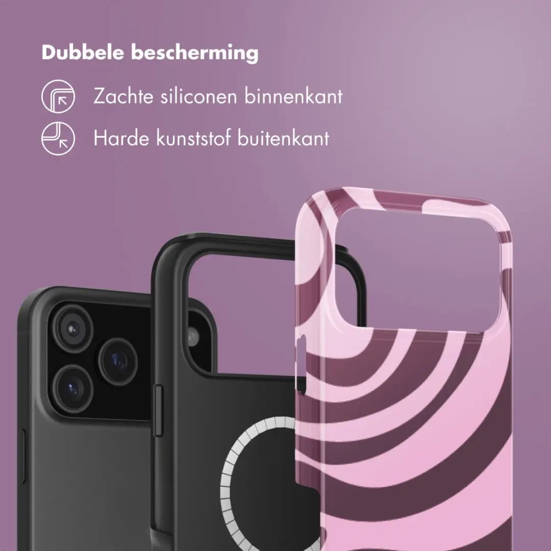 Selencia iPhone 17 Pro Hoesje - MagSafe Wavy Swirl Pink Plum