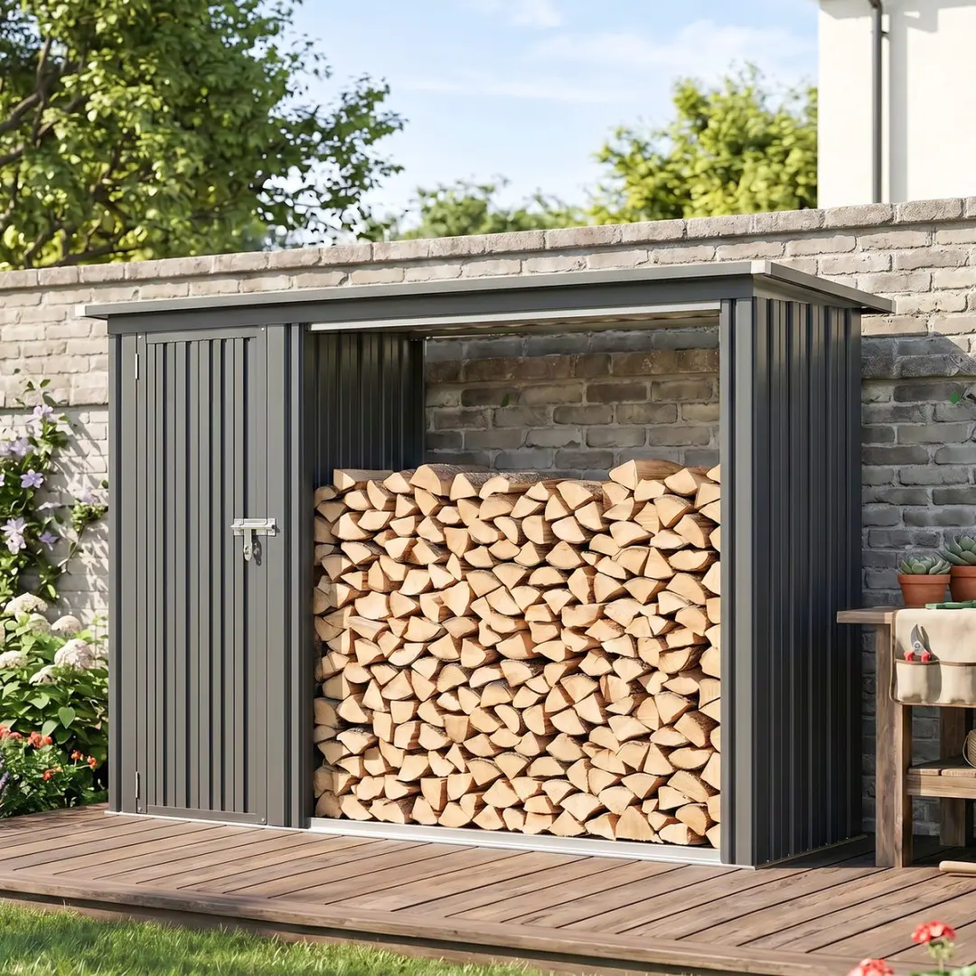 Outsunny Shed Houtopslag 235L - 67x149cm - Donkergrijs