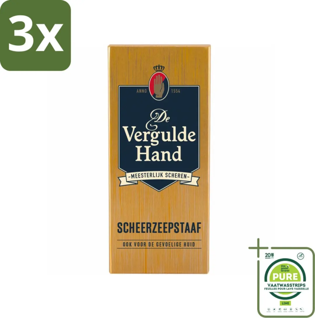Vergulde Hand Scheerzeepstaaf 75g - 3 Stuks