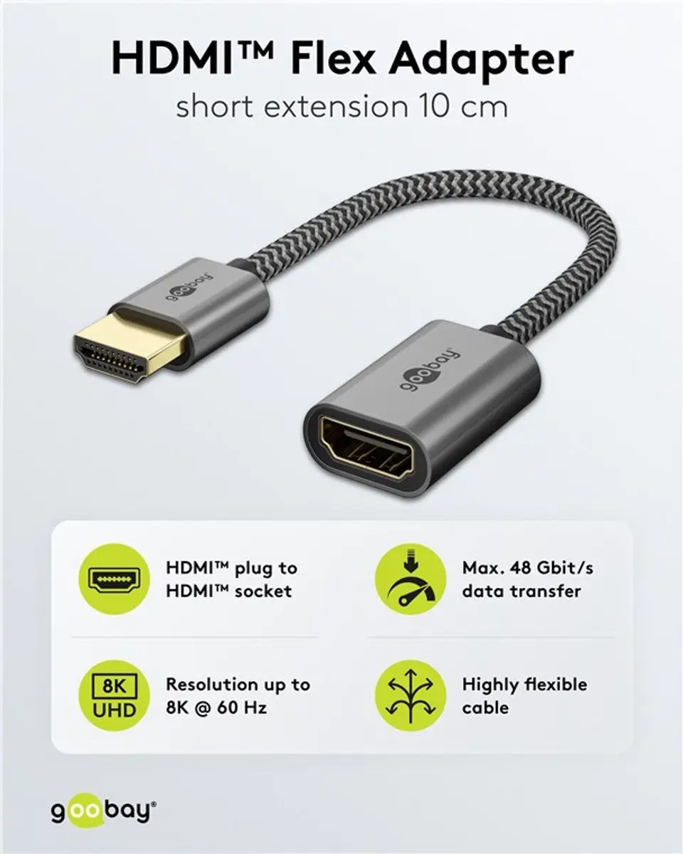 Goobay Plus HDMI 2.1 Flex Adapter 8K 60Hz - 0,10m