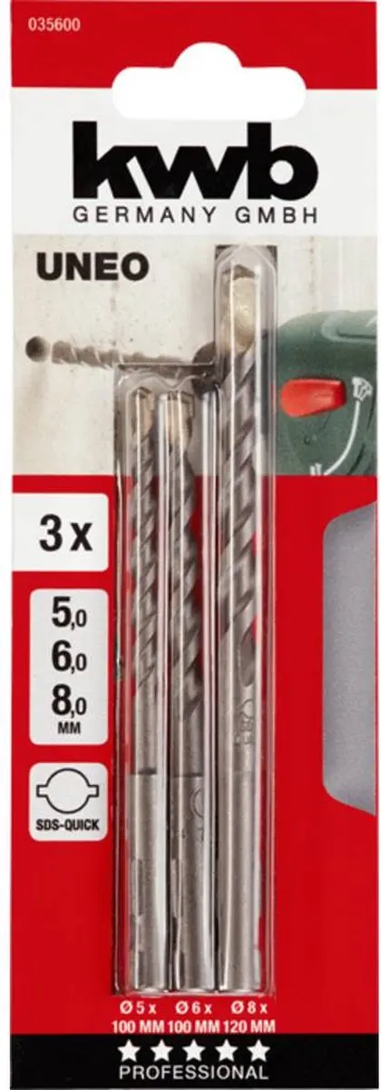 KWB 035600 Beton-spiraalboren SDS-Quick Set - 3-delig