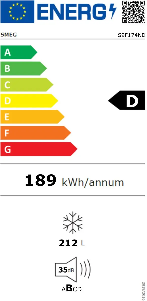 Smeg S9F174ND Inbouw Vriezer 212L - No Frost - Energieklasse D