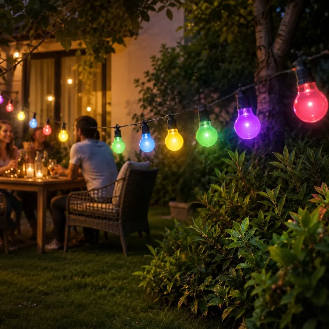 Grundig Solar Lichtsnoer Tuinverlichting 4,7m - 10 LED Multicolor - Zwart