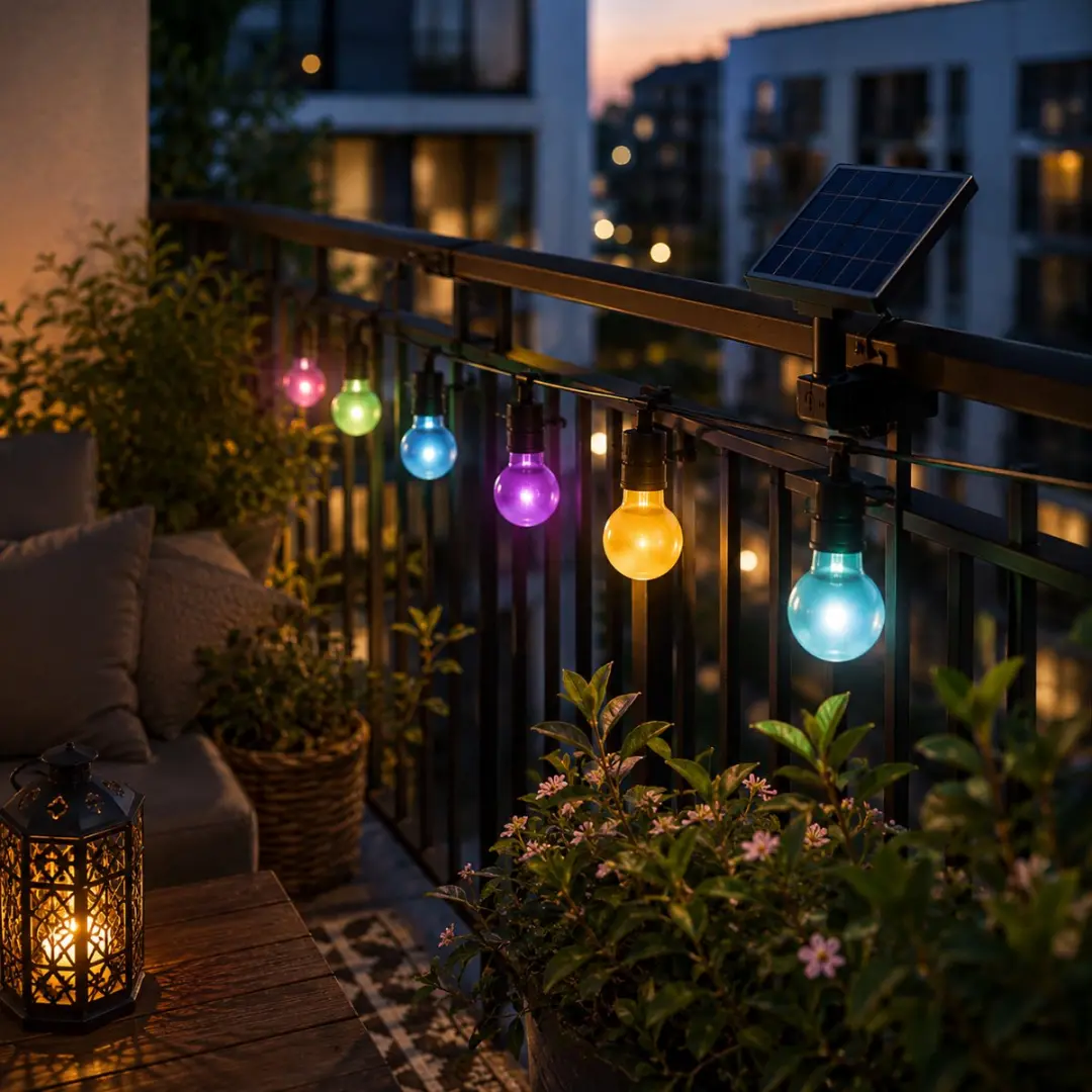 Grundig Solar Lichtsnoer Tuinverlichting 4,7m - 10 LED Multicolor - Zwart