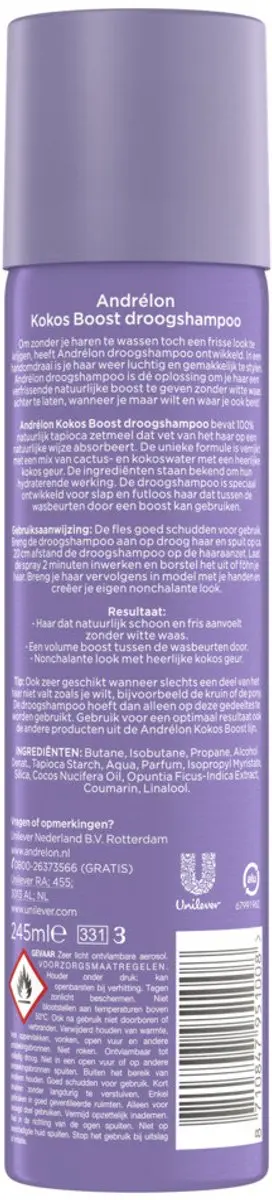 Andrélon Droogshampoo Kokos Boost 245ml - 4 Stuks