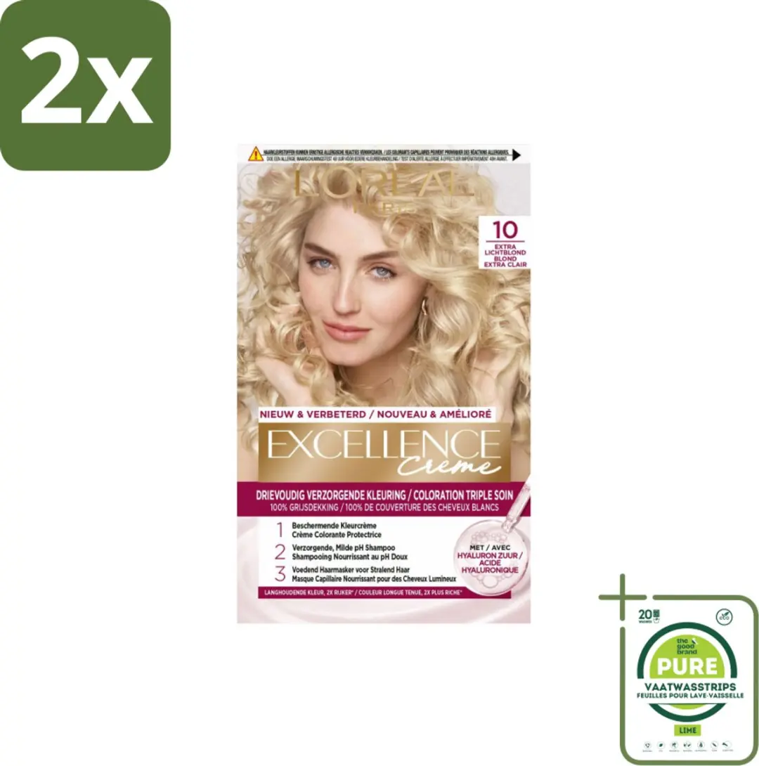 L'Oréal Excellence Crème Permanente Crèmekleuring 10 Extra Lichtblond