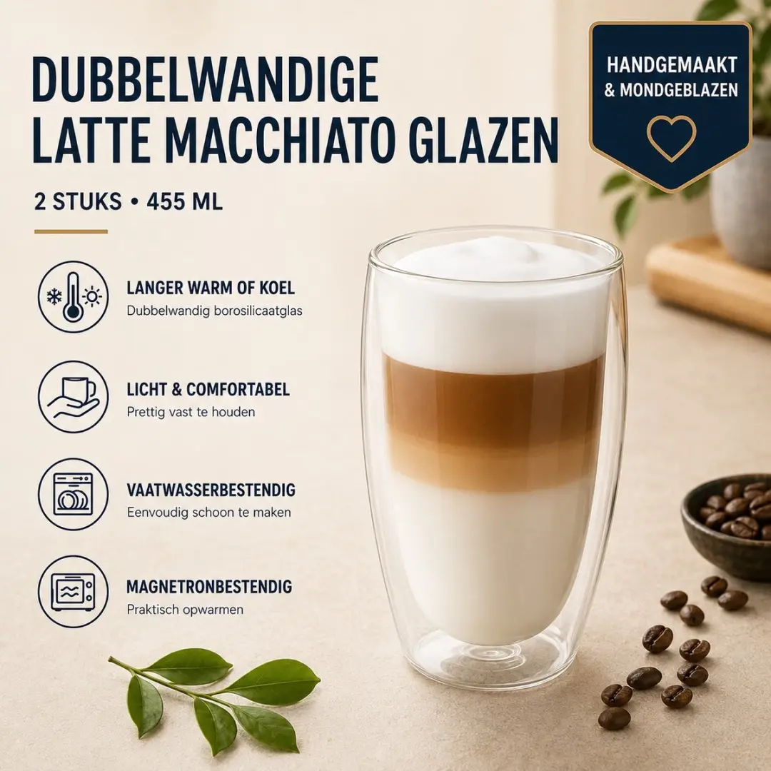 SilverCrest Dubbelwandige Latte Macchiato Glazen 2 Stuks - 455ml