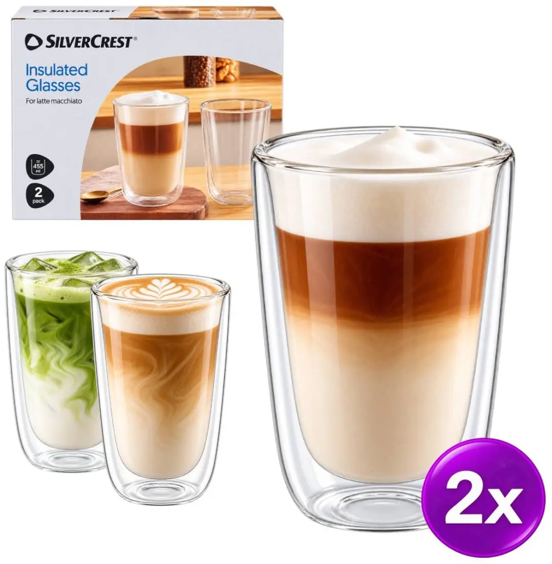 SilverCrest Dubbelwandige Latte Macchiato Glazen 2 Stuks