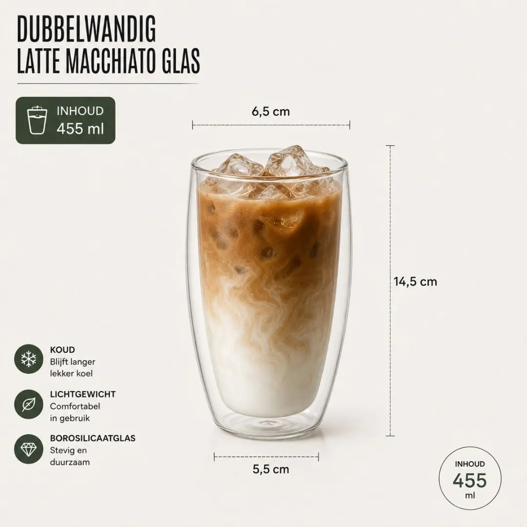 SilverCrest Dubbelwandige Latte Macchiato Glazen 2 Stuks - 455ml