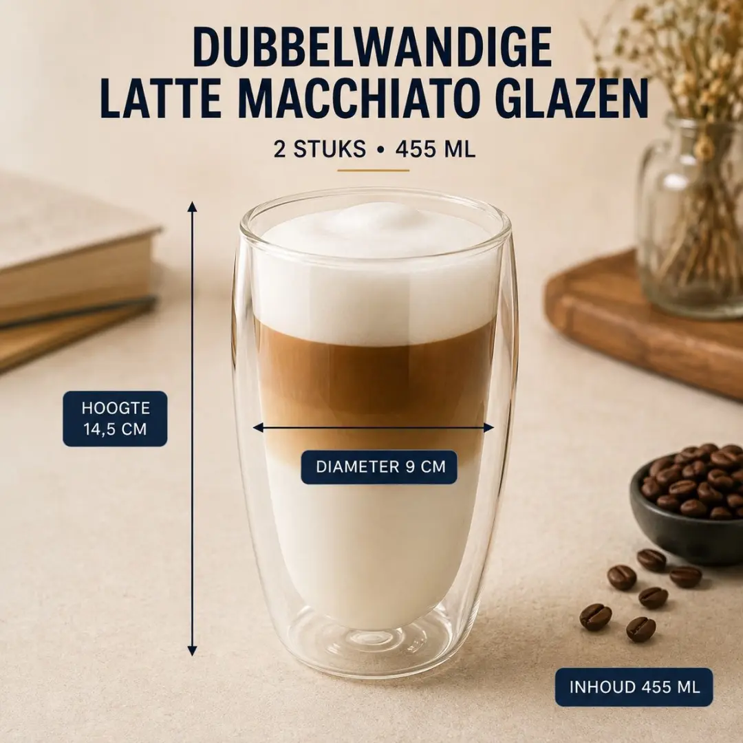 SilverCrest Dubbelwandige Latte Macchiato Glazen 2 Stuks - 455ml