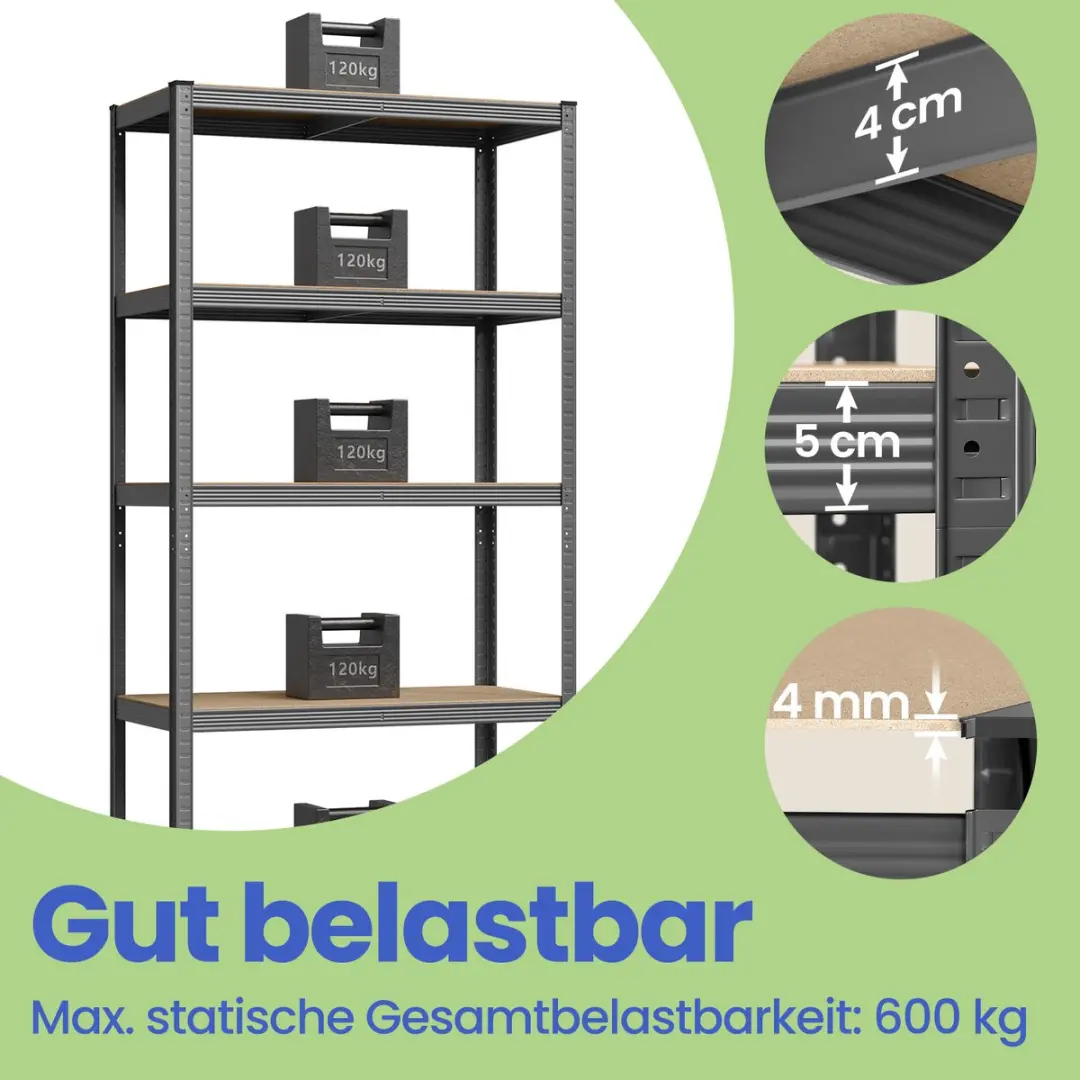 Songmics Stellingkast Grijs - Industrieel - afbeelding 3 van 5