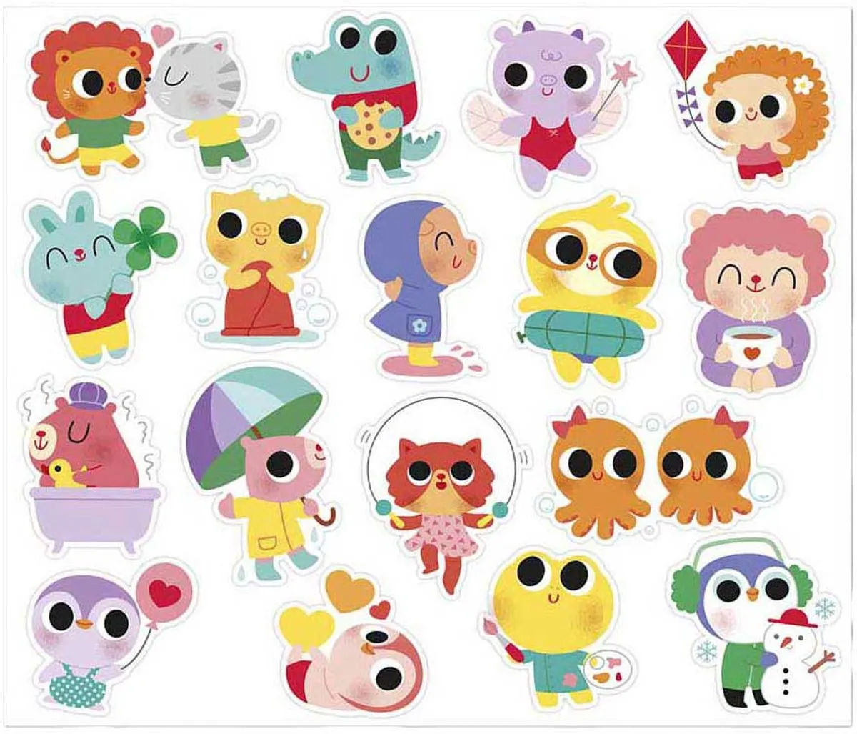 Janod Stickerset Babydieren 100 Stickers Multicolor