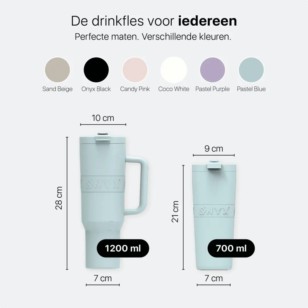 ONYX Drinkfles met Rietje 1.2L - Pastel Blue