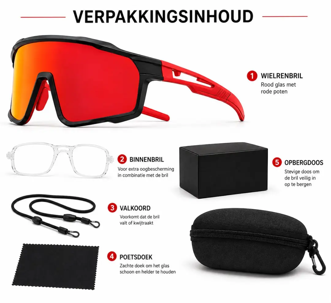RedParrot Valkoord Wielrenbril - Rood