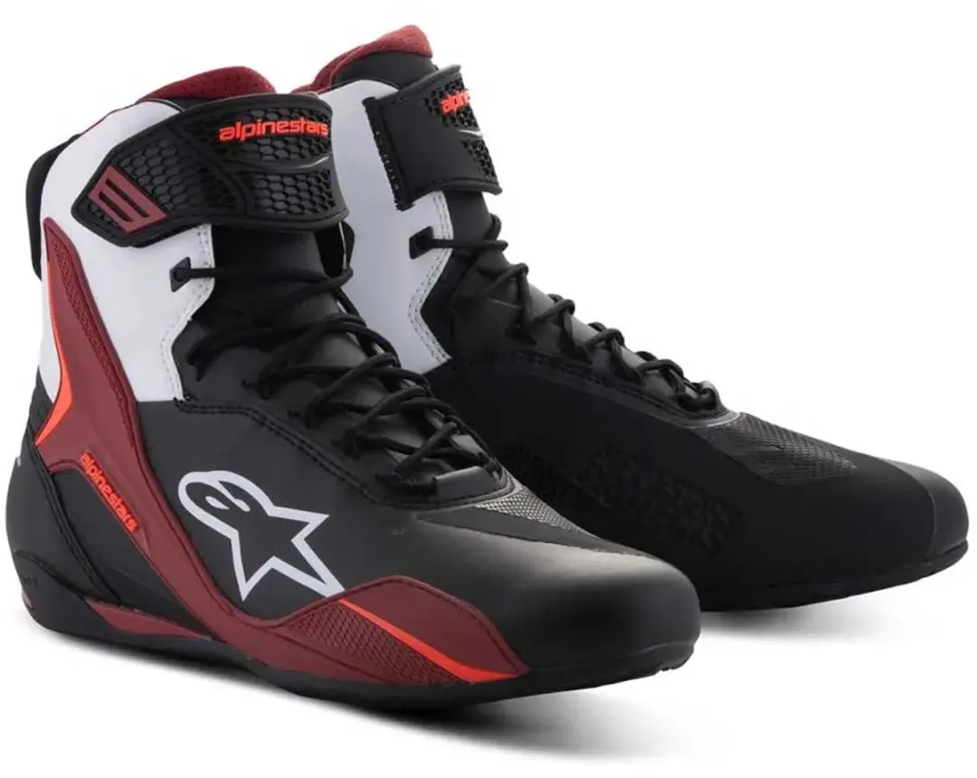 Alpinestars Faster-4 Motorschoenen 43 - Zwart/Wit/Dark Red