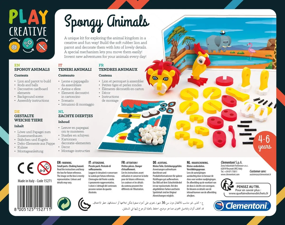 Clementoni Play Creative Maak Je Eigen Dieren Hobbypakket - Multi Kleur - afbeelding 6 van 6