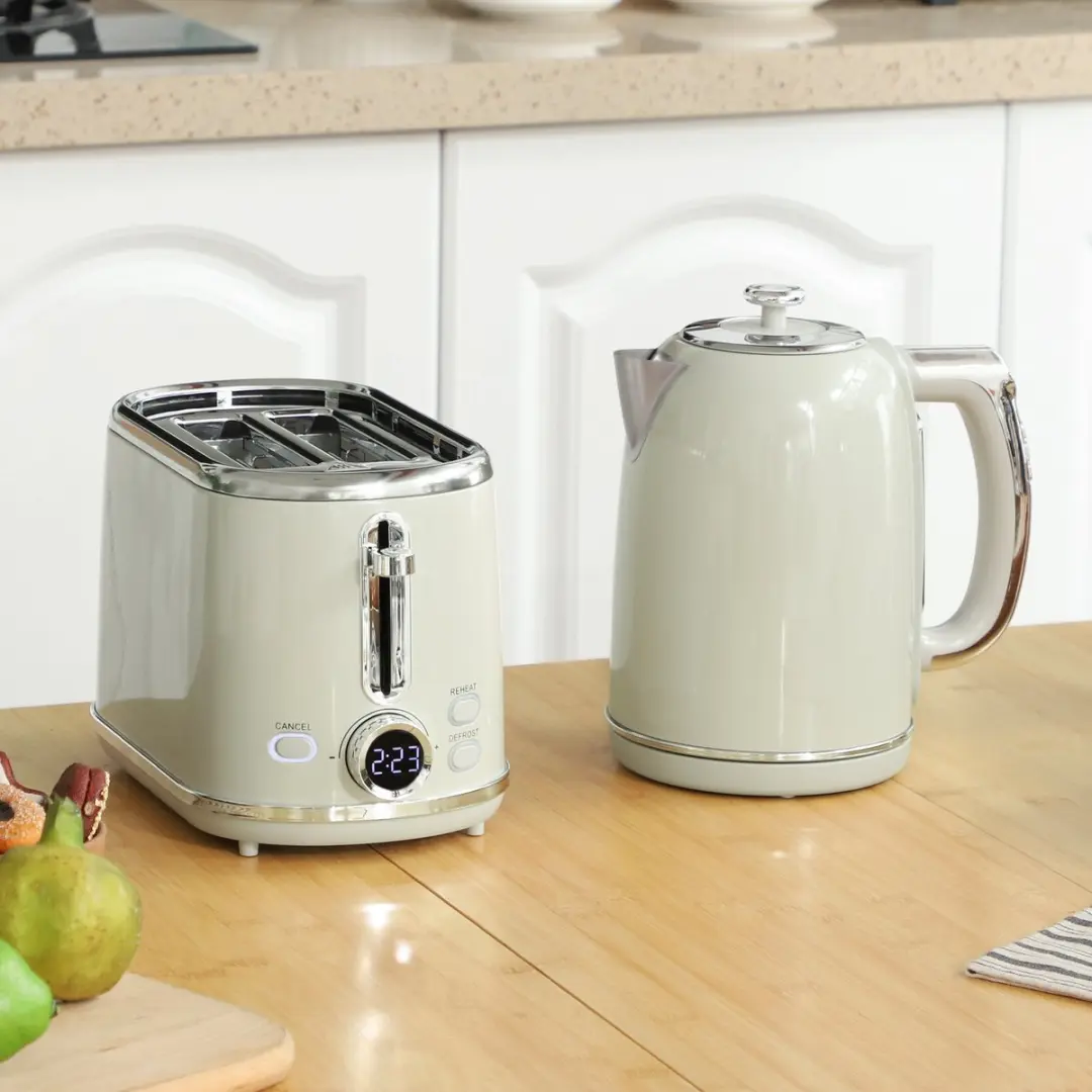 ECTEATOY Ontbijtset - Waterkoker 1,7L 2200W & Broodrooster 2 Sneden - RVS Grijs - afbeelding 5 van 6