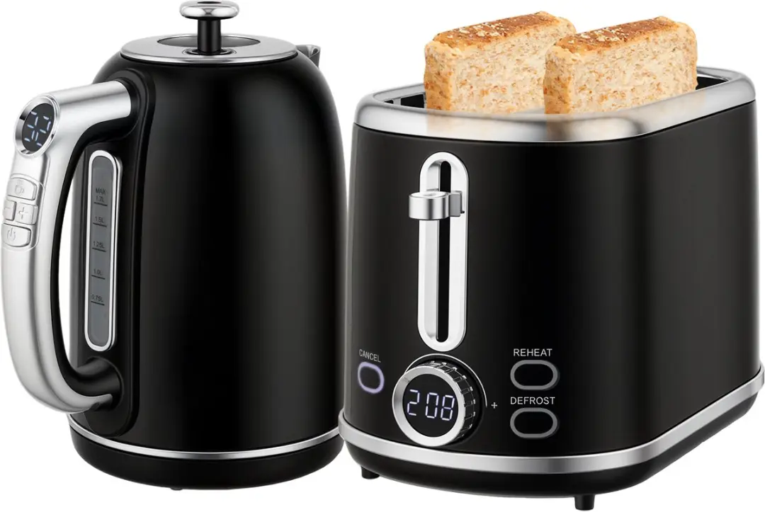 ECTEATOY Ontbijtset Waterkoker 2200W & Broodrooster 2 Sneden