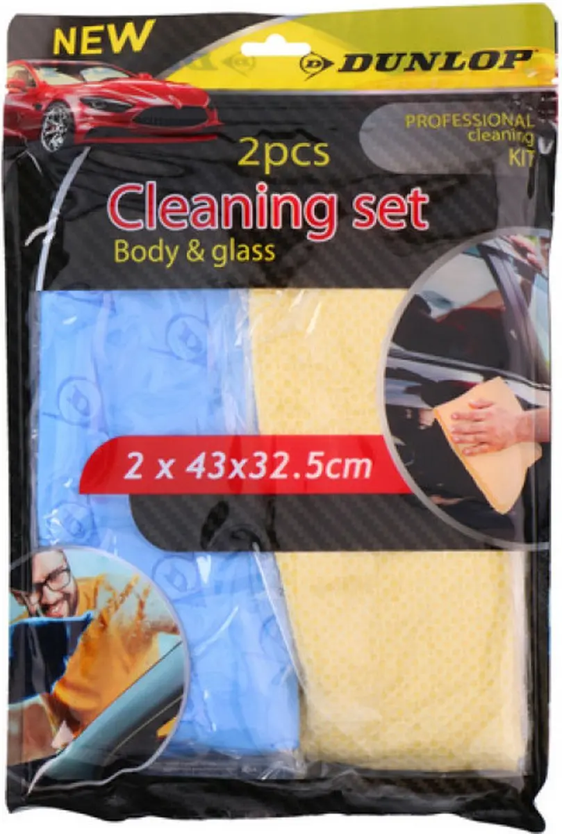 Dunlop Poetsdoek Blauw & Geel 43x23,5cm