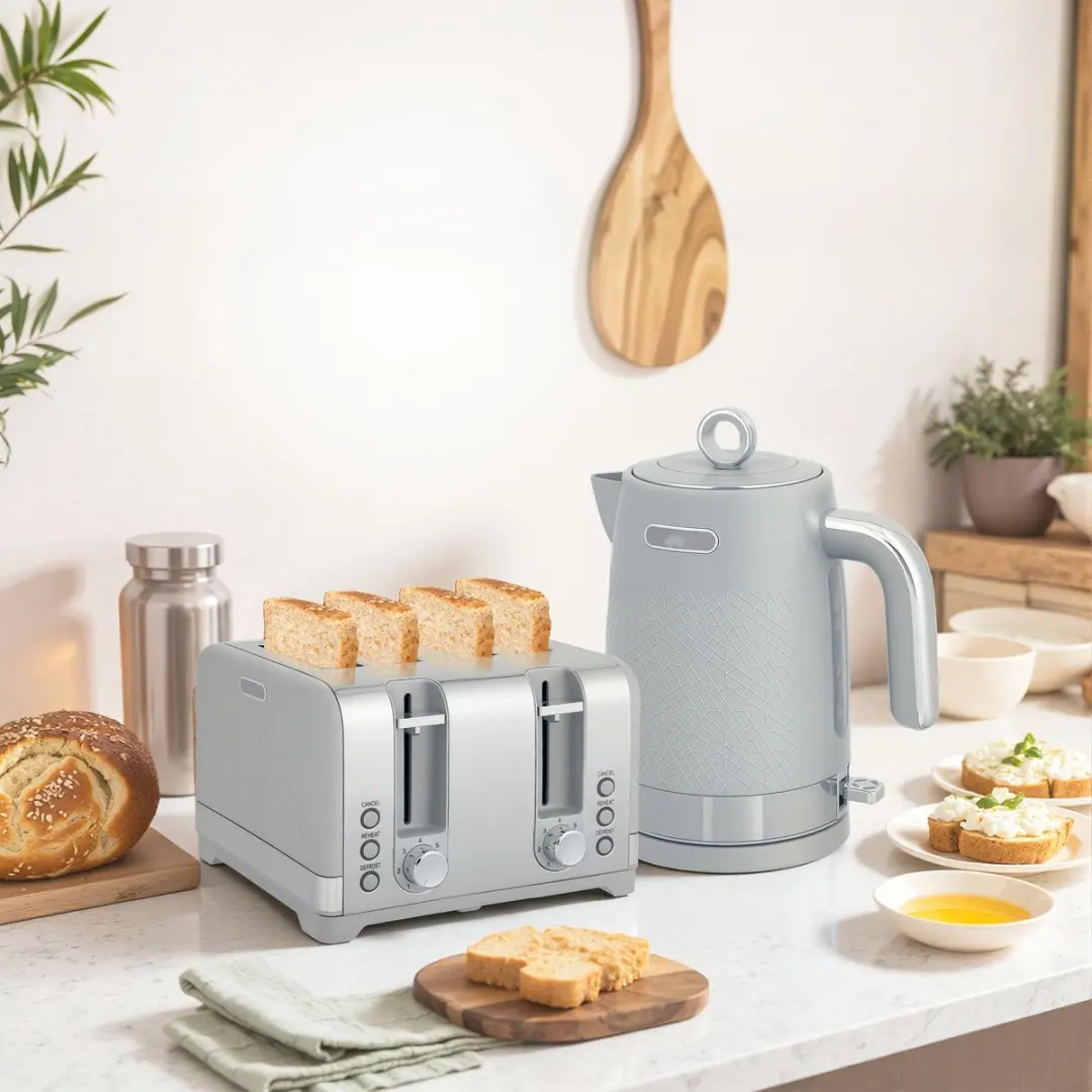 ECTEATOY 3-in-1 Ontbijtset 2200W - Waterkoker/Broodrooster/Eierkoker Zwart - afbeelding 3 van 6
