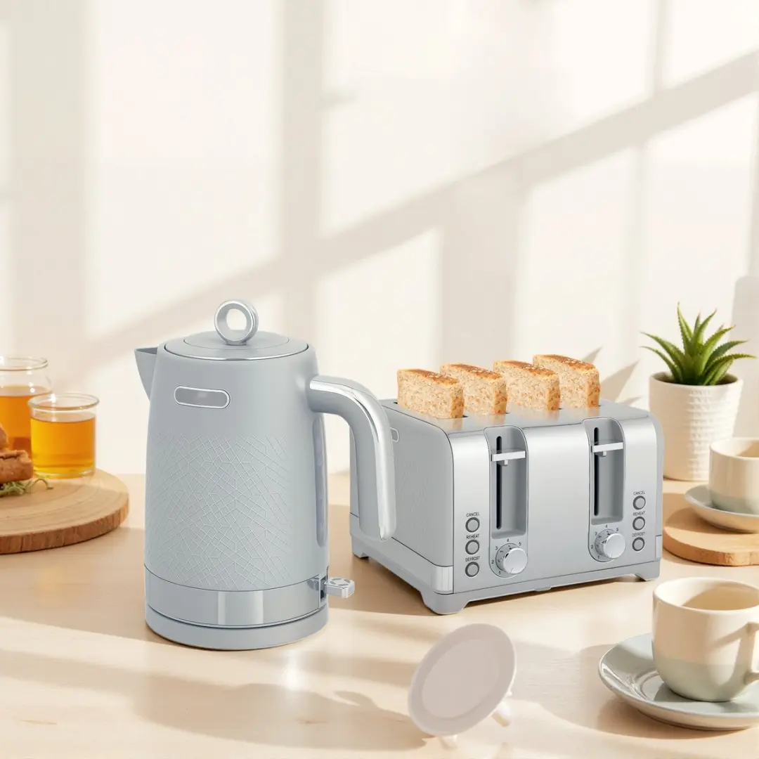 ECTEATOY 3-in-1 Ontbijtset 2200W - Waterkoker/Broodrooster/Eierkoker Zwart - afbeelding 2 van 6