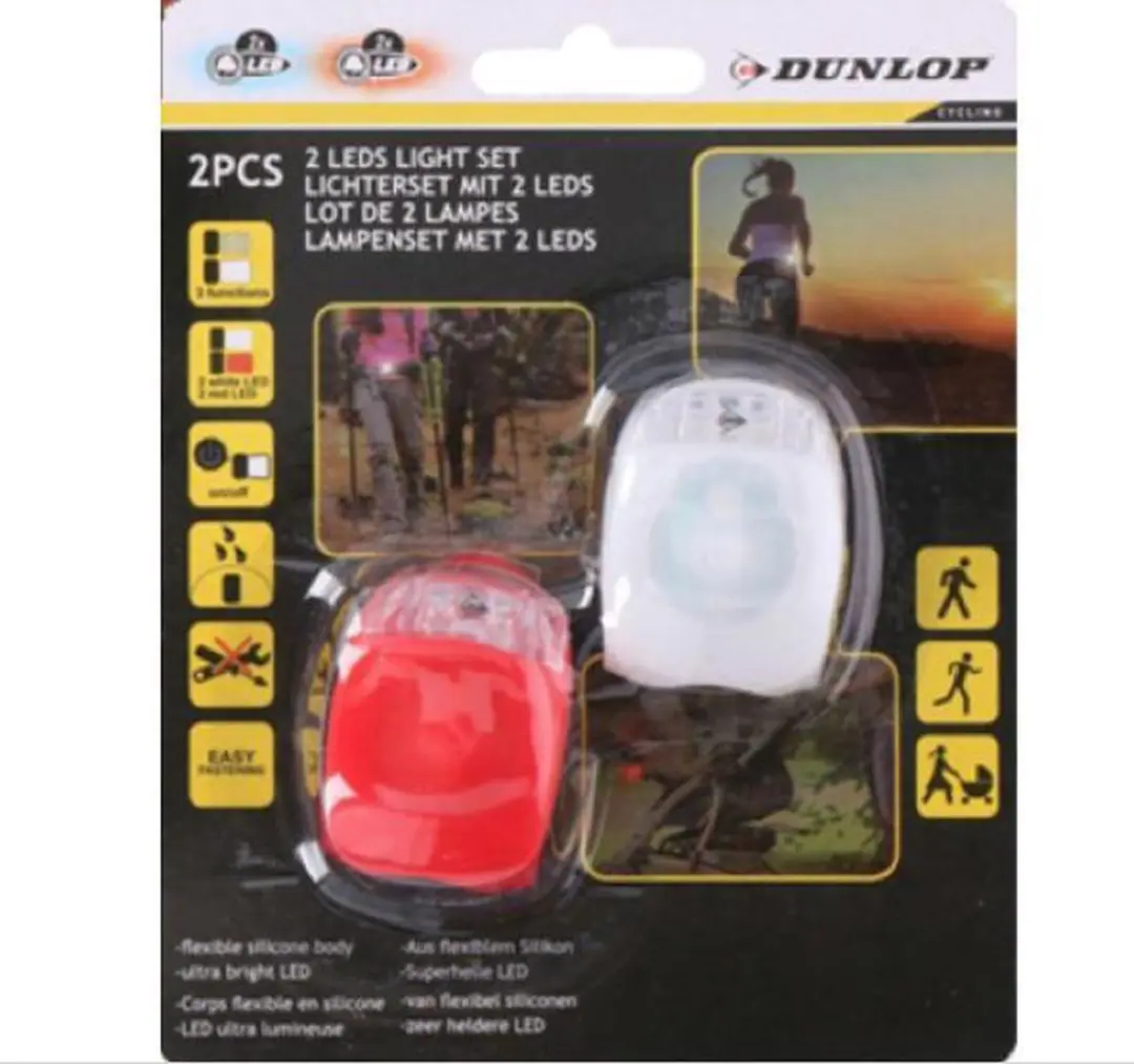 Dunlop Fietslampjes Set - 20 Stuks (10x2) - Rood & Wit