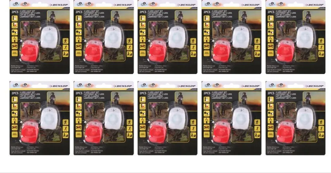 Dunlop Fietslampjes Set - 20 Stuks (10x2) - Rood & Wit