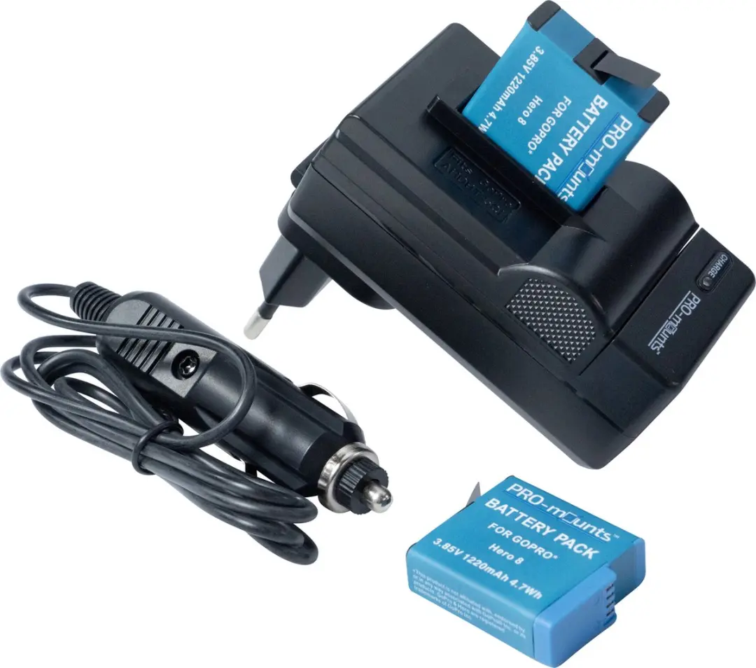 PRO-Mounts Battery Kit GoPro Hero8/7/6/5 - 2 Accu's + Lader