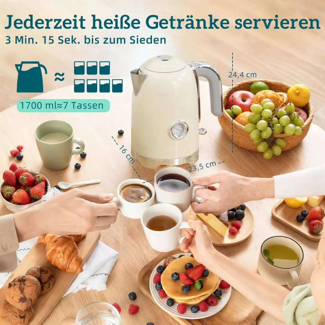 ECTEATOY Waterkoker & Broodrooster Set 2200W - 7 Bruiningsniveaus - Crème - afbeelding 6 van 6