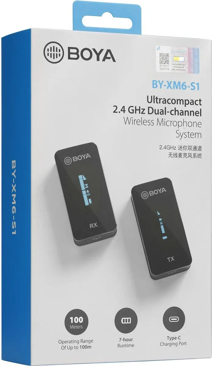 Boya BY-XM6-S1 Draadloze Microfoon - Zwart - afbeelding 6 van 6