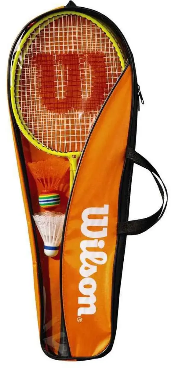 Wilson Junior Badminton Set 60cm - 2 Rackets + 2 Shuttles - Oranje/Geel