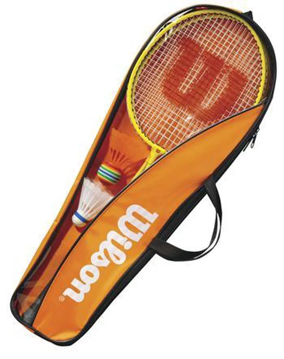 Wilson Junior Badminton Set 60cm - 2 Rackets + 2 Shuttles - Oranje/Geel
