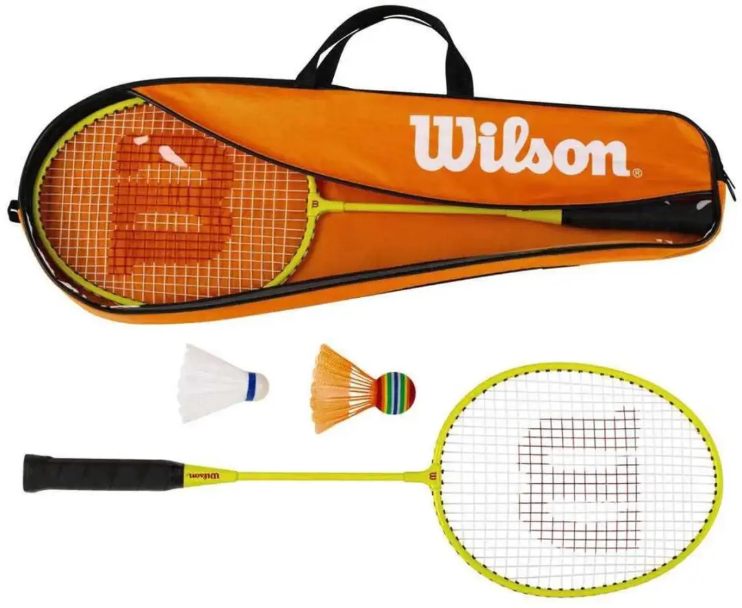 Wilson Junior Badminton Set 60cm - 2 Rackets + 2 Shuttles - Oranje/Geel
