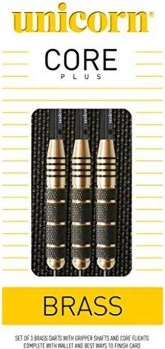 Unicorn Brass Core Plus Dartpijlen UN-08642 - 3 Stuks - Zwart - afbeelding 4 van 6