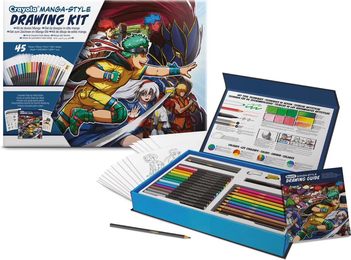 Crayola Manga Tekenen Hobbypakket - 45 Onderdelen - Veelkleurig