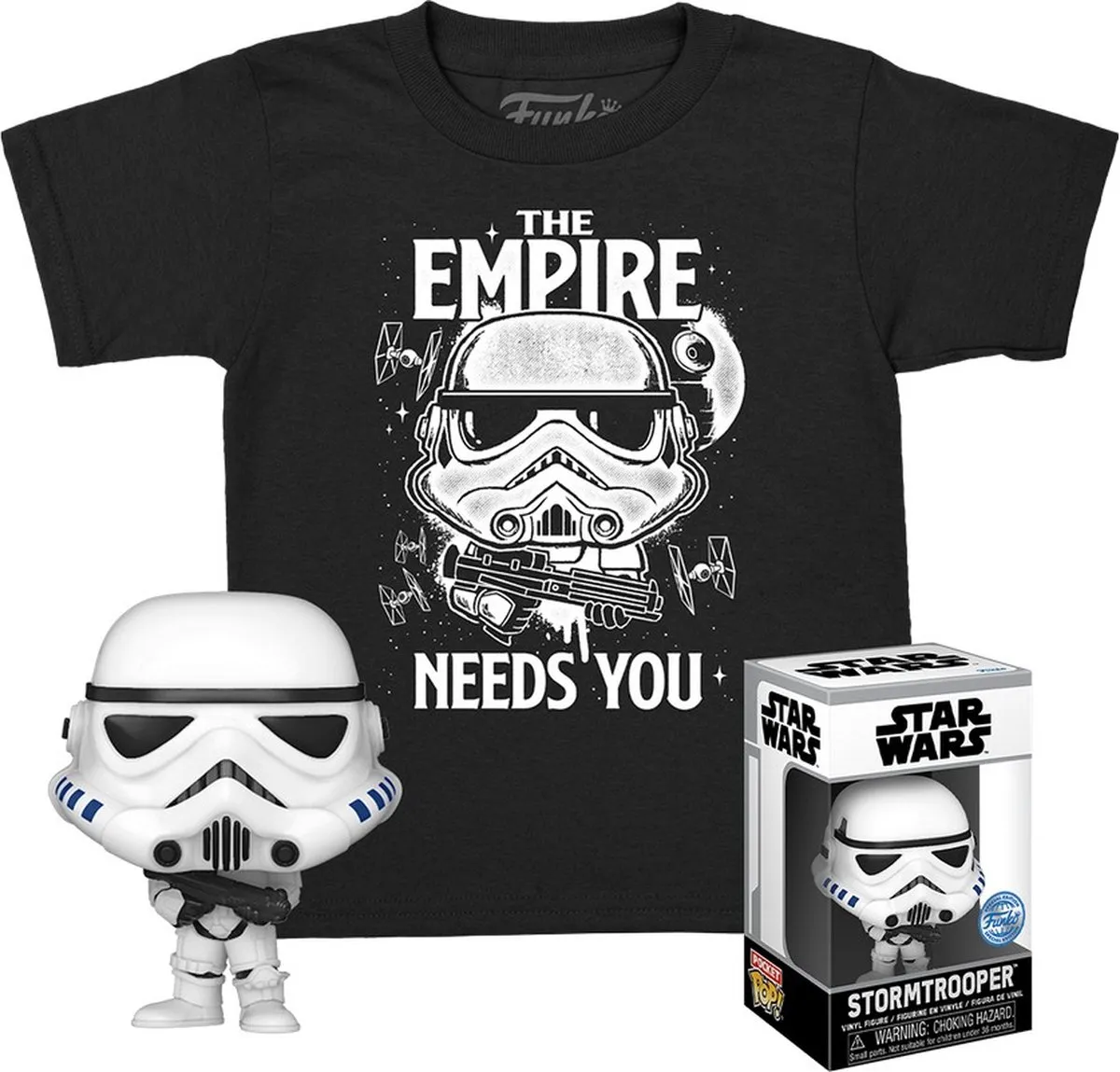 Funko Pocket Pop! Star Wars Stormtrooper Kindermaat M - T-shirt Zwart/Wit