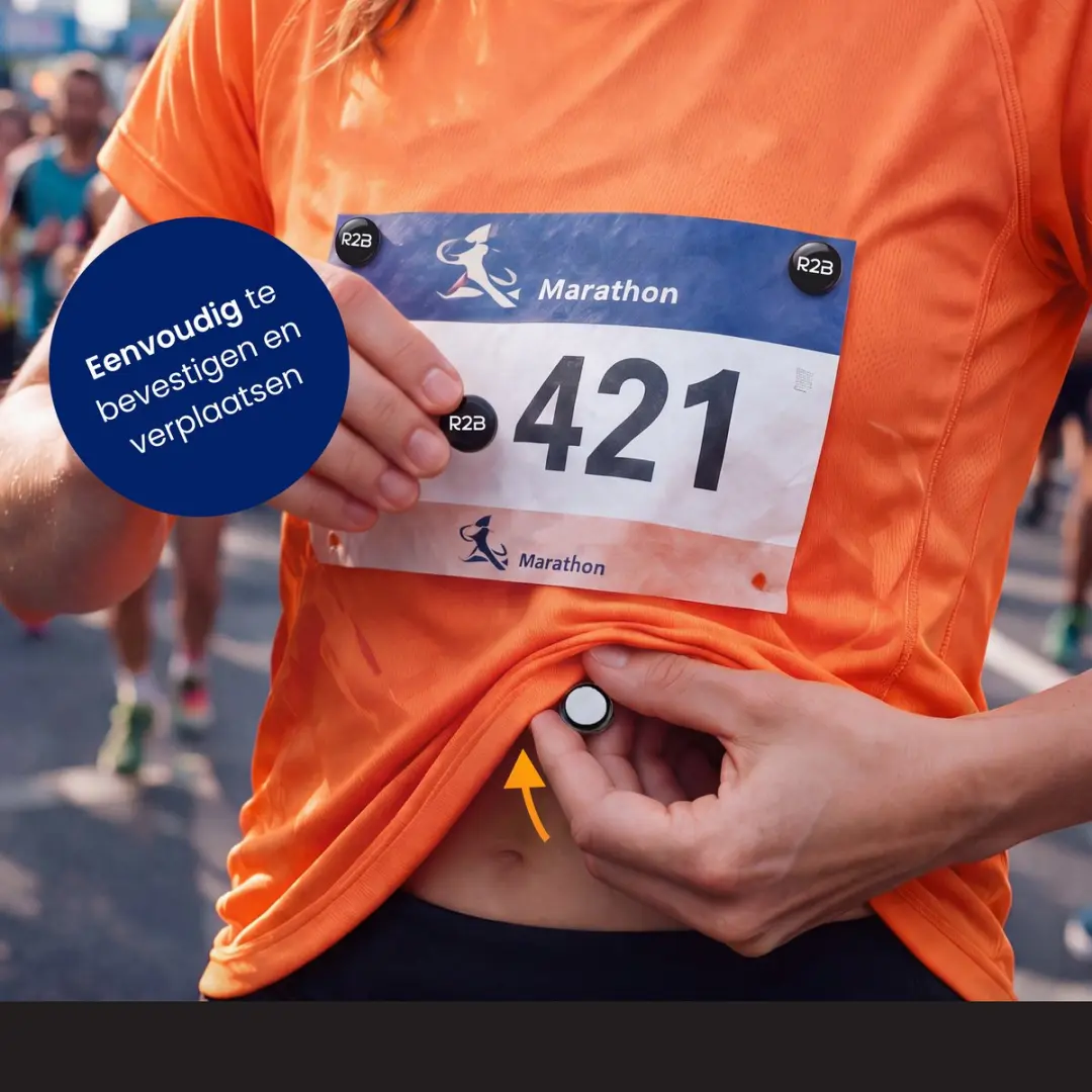 R2B Startnummer Magneten Set - 8 Stuks - Zwart
