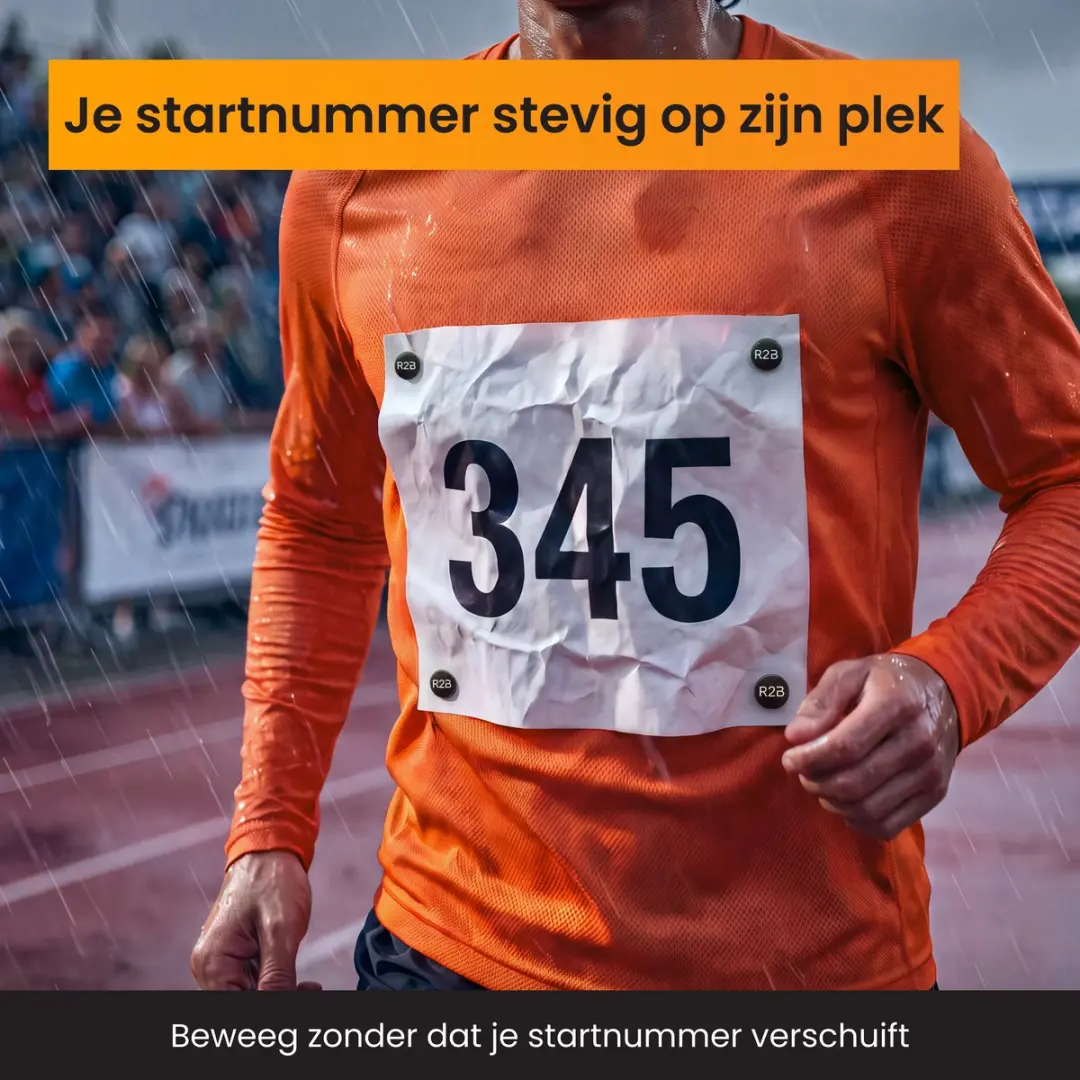 R2B Startnummer Magneten Set - 8 Stuks - Zwart