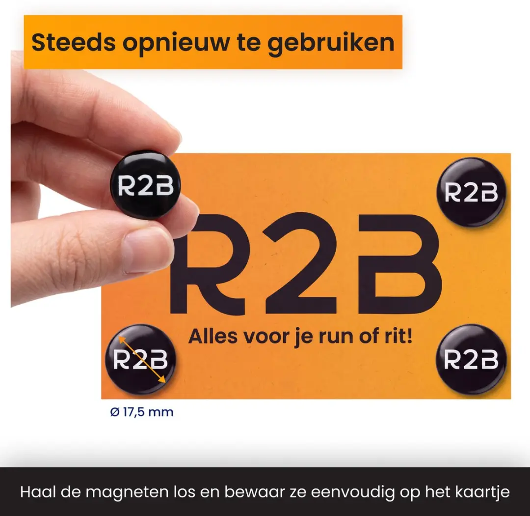 R2B Startnummer Magneten Set - 8 Stuks - Zwart - afbeelding 6 van 6