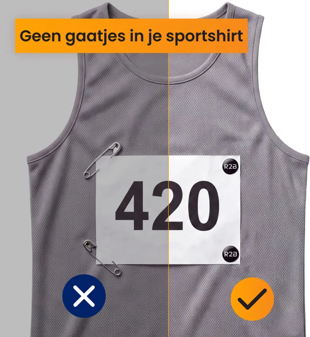 R2B Startnummer Magneten Set - 8 Stuks - Zwart
