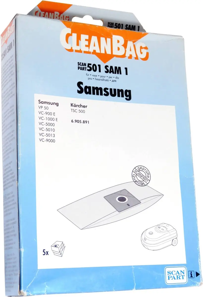 CleanBag 501SAM1 Stofzuigerzakken - 5 Stuks - o.a. Samsung/Kärcher